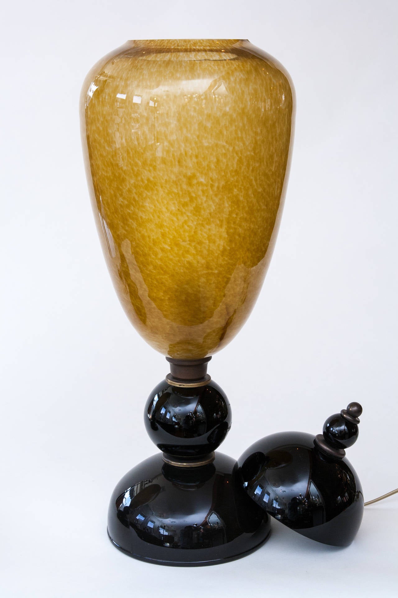 Modern Pair of Rare Vintage Lit Covered Vases