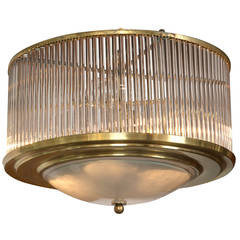 Larger Vintage Brass Straw Ceiling Fixture, stamped Venini/2 available 5