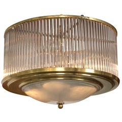 Larger Used Brass Straw Ceiling Fixture, stamped Venini/2 available