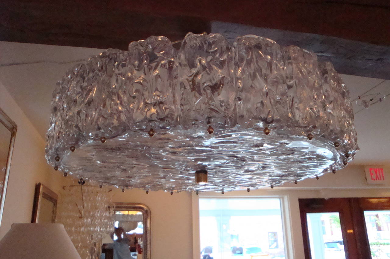 Shimmery Ice Block Pendant/Near Flush Mount Light In Excellent Condition In Westport, CT