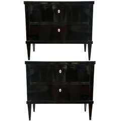 Pair of Neoclassical Black Lacquered Chests