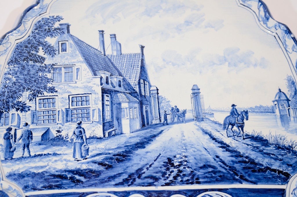 19th Century A Pair of Large Dutch Delft Blue and White Wall Plaques