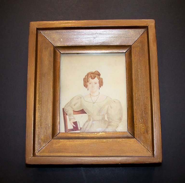 Victorian Watercolor Portrait Unconventional Lady Painted by M King Signed Dated