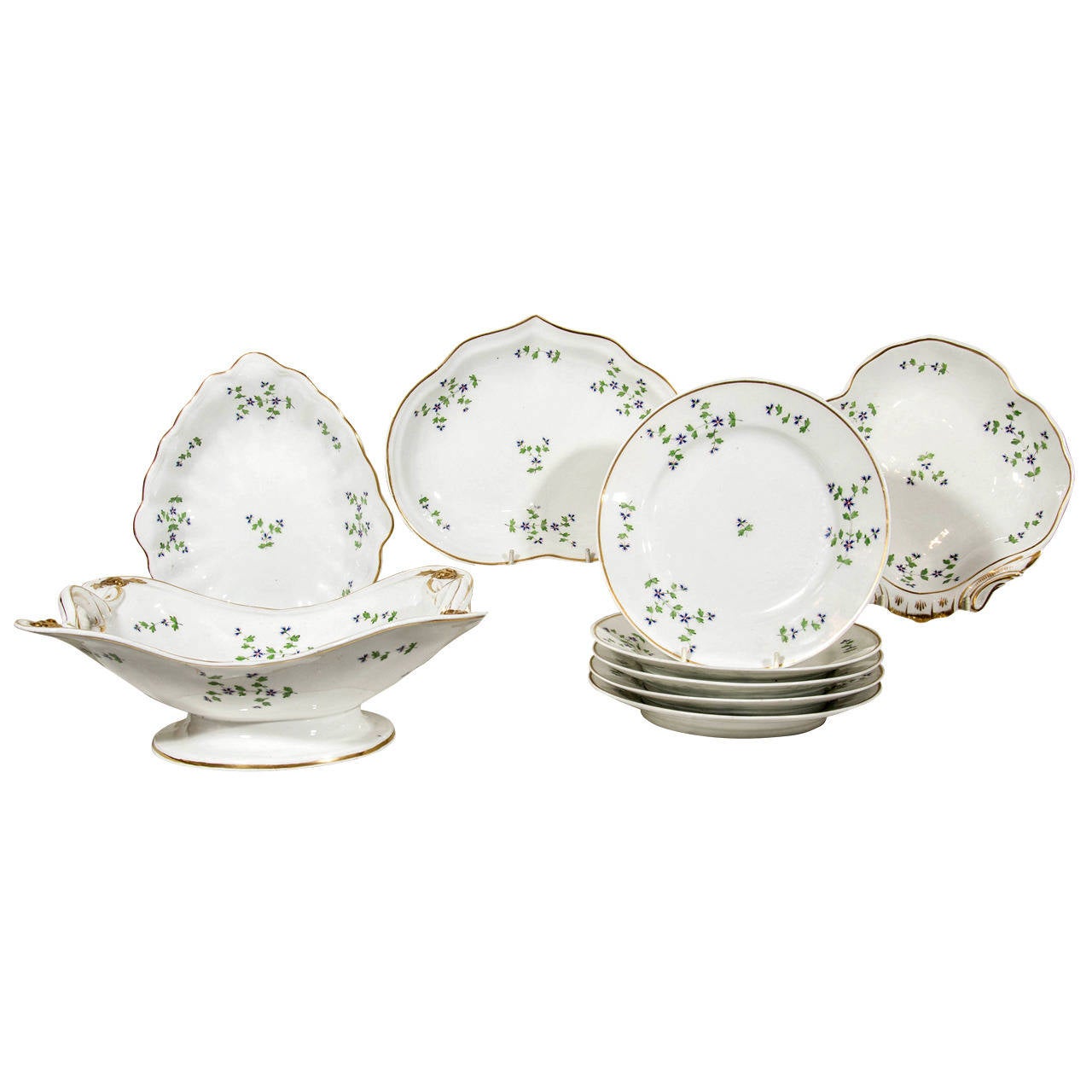 Set of Derby Dishes in the Sprig Pattern