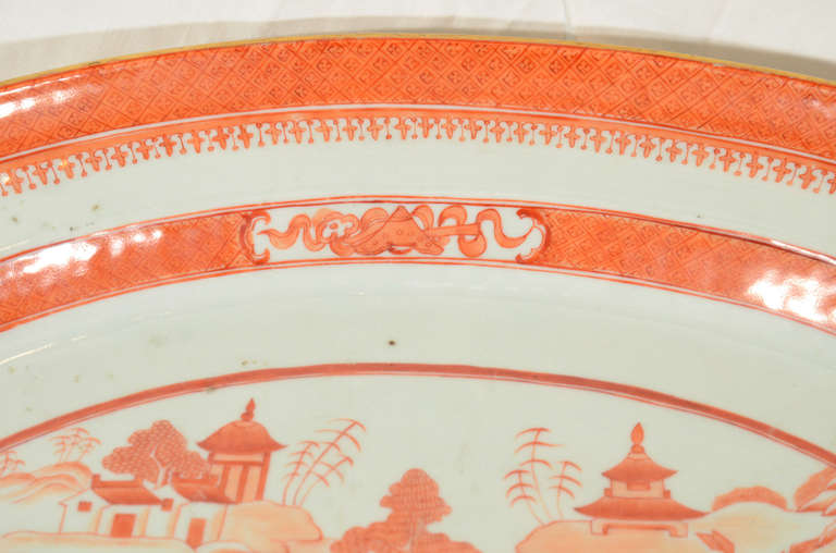 19th Century Chinese Export Orange Canton Porcelain Platter