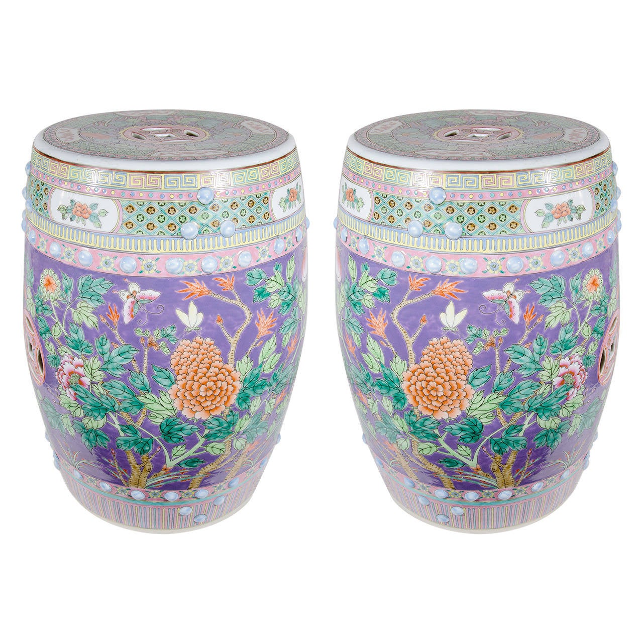 Pair of Chinese Porcelain Garden Seats at 1stdibs