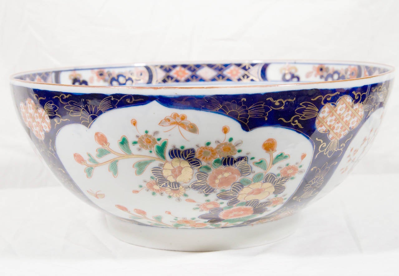 Chinese Export Antique Imari Porcelain Punch Bowl
