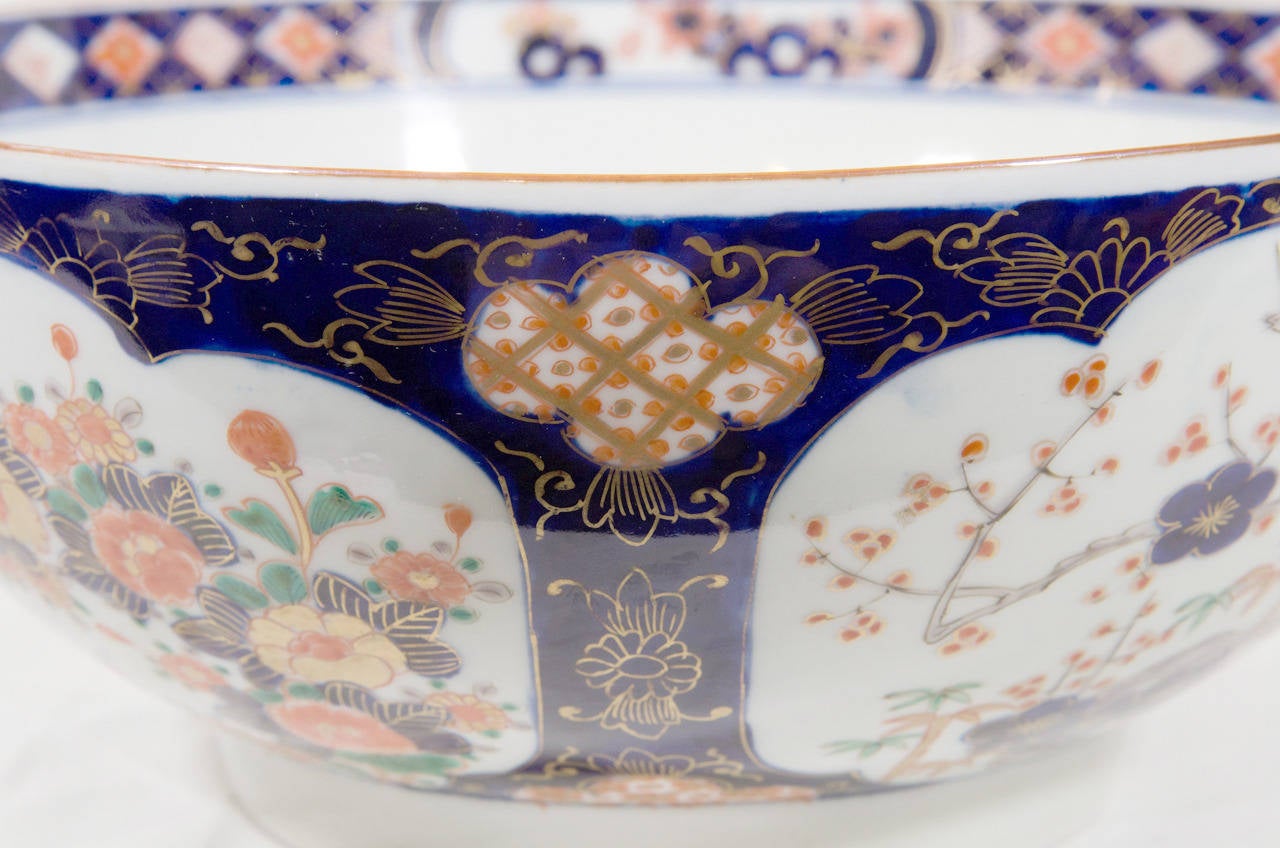 Late 19th Century Antique Imari Porcelain Punch Bowl