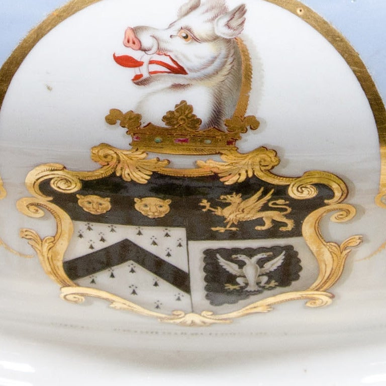 An exceptional finely painted George III Chamberlain’s Worcester soup tureen, made 1818-1822 for the Prescott (or Prescot) family and with their armorial bearings impaling both Brice and Hoare. The Worcester tureen, cover, and Stand are painted in a