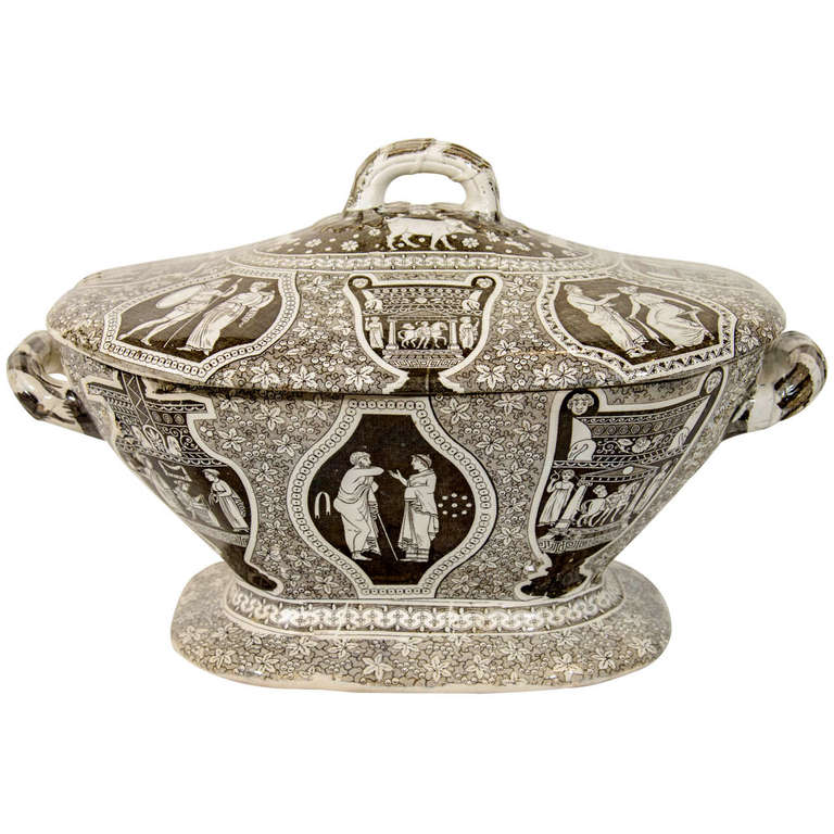 Antique Soup Tureen Brown Greekware at 1stdibs