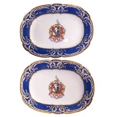 A Pair of Coalport Royal Blue Armorial Platters