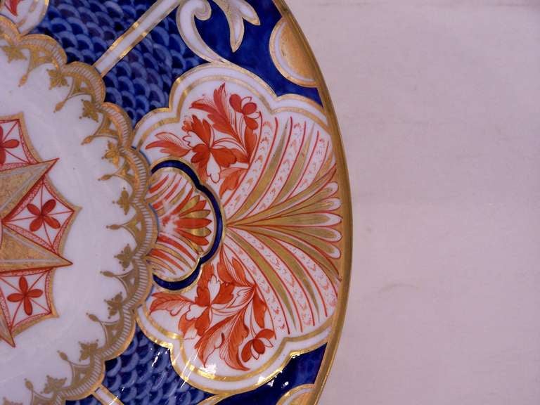 British An Early 19th Century Derby Dish with Imari Colors  Blue & Orange