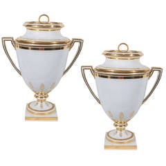 Neoclassical Pair of White and Gold Vienna Porcelain Ice Pails