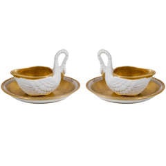 A Pair of Sauce Boats in the form of Swans