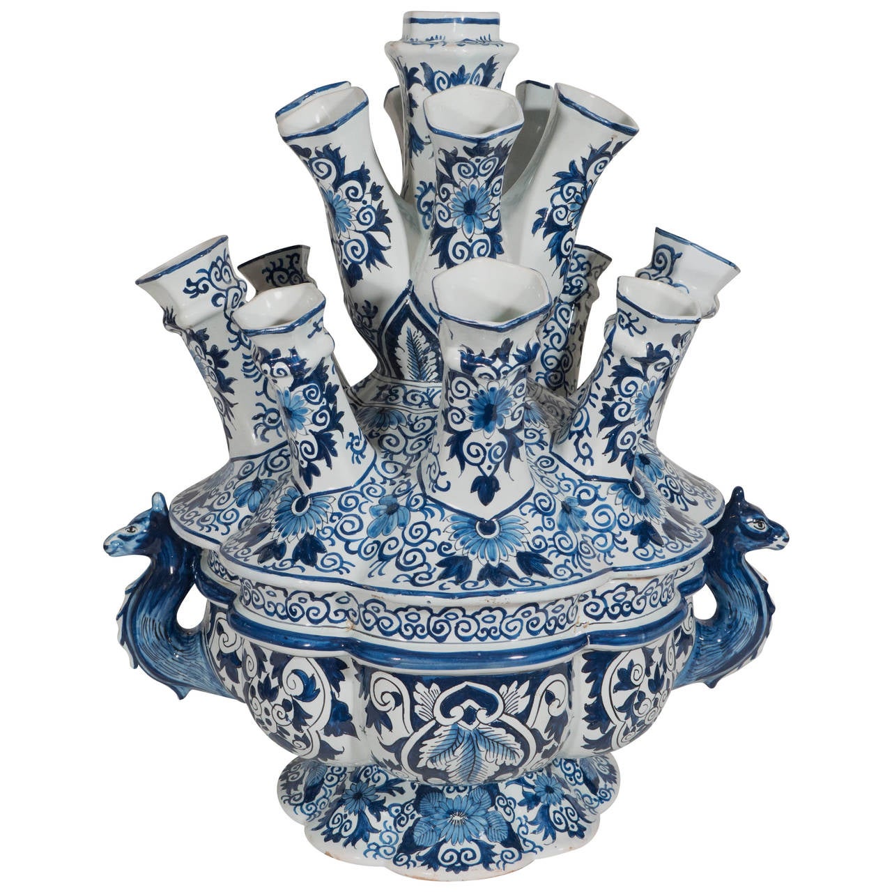 Large Blue and White Dutch Delft Tulip Holder (Tulipiere) at 1stDibs