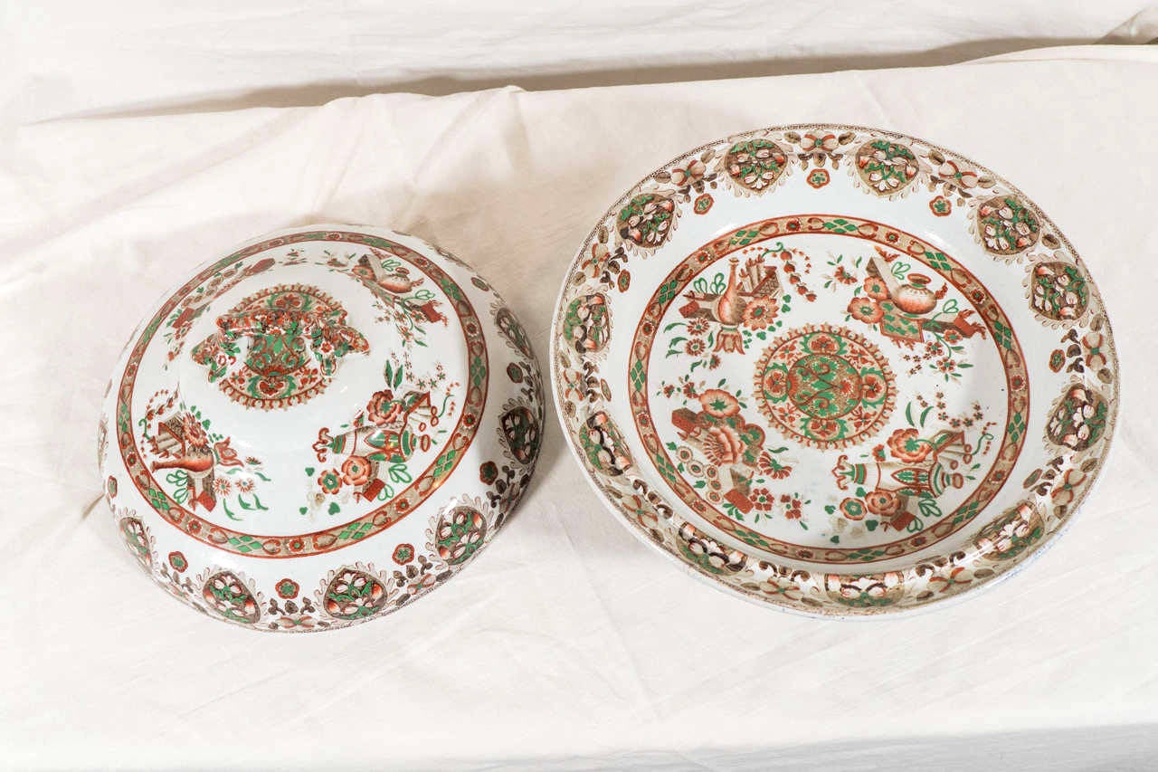 Glazed Pair Porcelain Tureens Antique English Made circa 1840