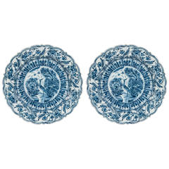 Pair of Dutch Delft Blue and White Chargers