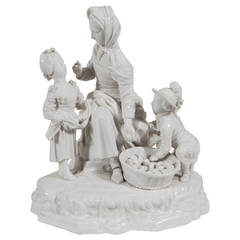 18th Century White Porcelain Höchst Figural Group of a Mother and Her Children
