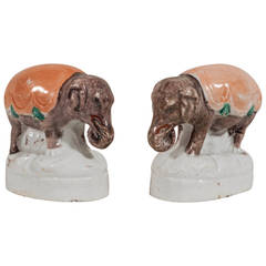 Antique Pair of Small Staffordshire Elephants
