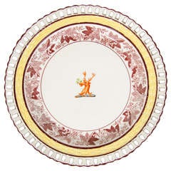 One of a Pair of Spode Pierced Arcaded Dishes with an Armorial Crest