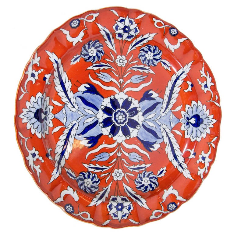 Mason
s Ironstone Charger Painted Red, White, and Blue