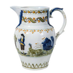 Large Antique Prattware Jug "The Fox"