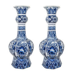 Pair of Large Dutch Delft Blue and White Vases