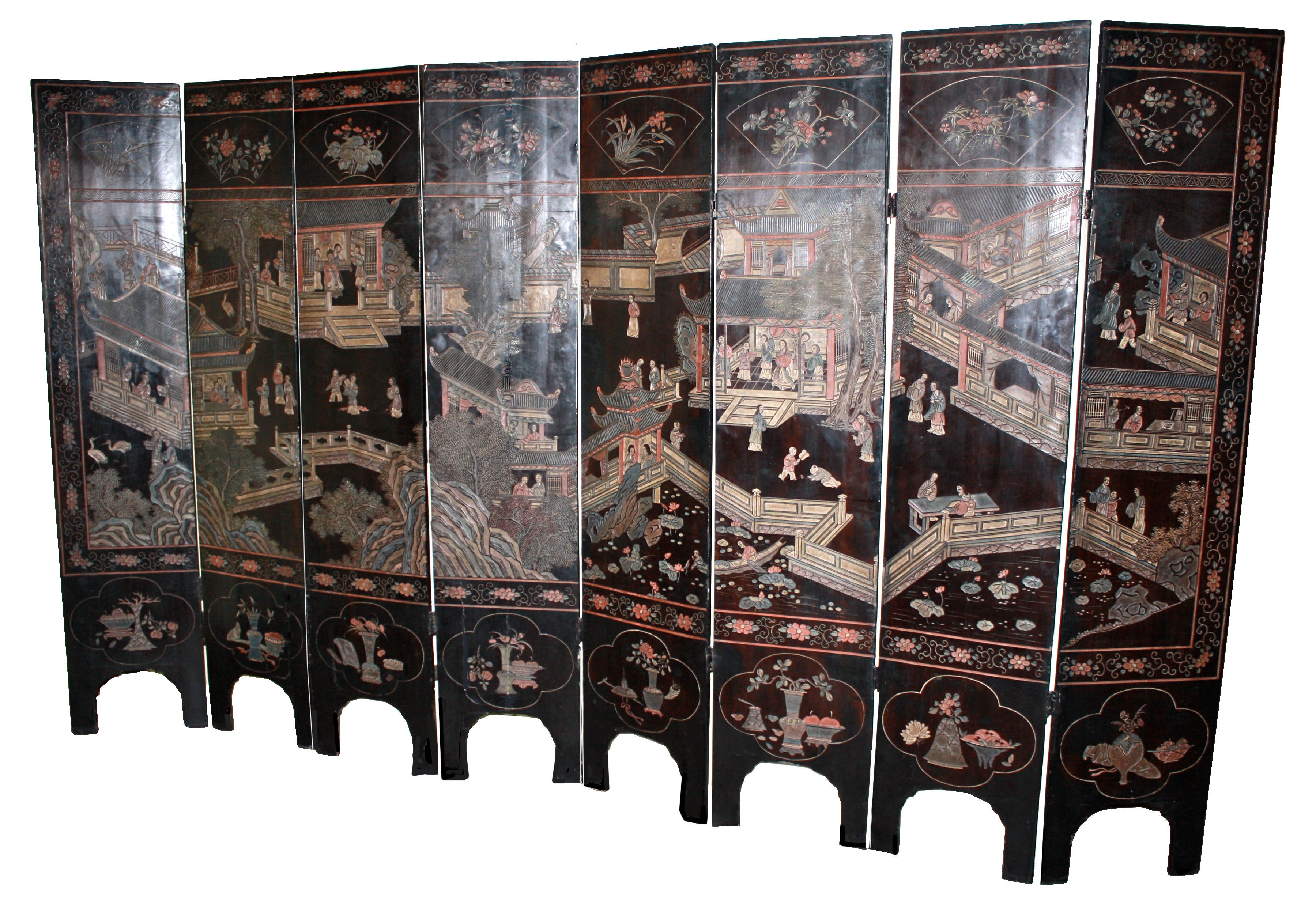 Eight Panel Two-sided Chinese Daoguang Coromandel Screen