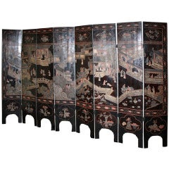 Eight Panel Two-sided Chinese Daoguang Coromandel Screen