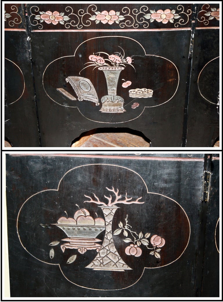 Eight Panel Two-sided Chinese Daoguang Coromandel Screen 5