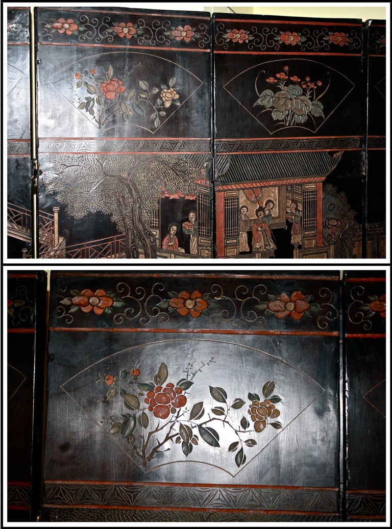 Eight Panel Two-sided Chinese Daoguang Coromandel Screen 4
