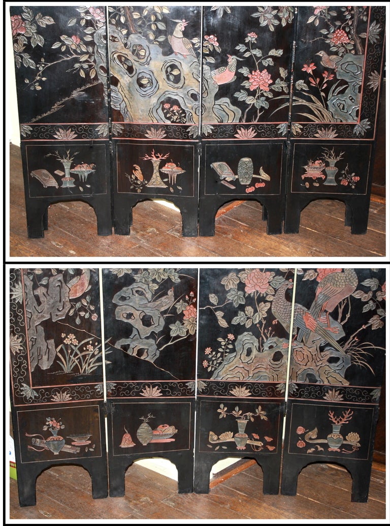 Eight Panel Two-sided Chinese Daoguang Coromandel Screen 1