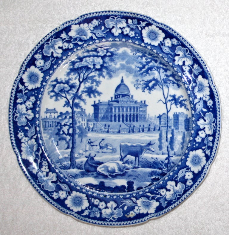 TWO fine Staffordshire pearlware plates of bucolic scenes from both sides of 