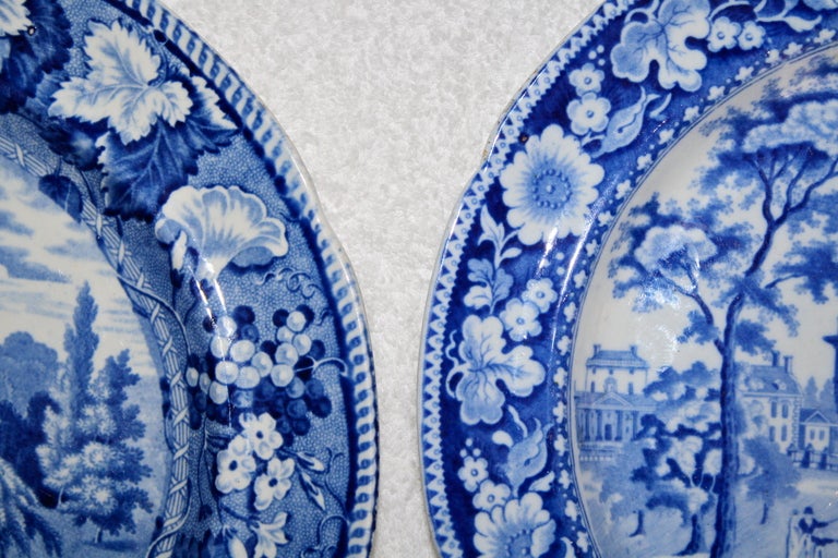 Two Blue And White Pearlware Scenic Plates - Boston And Warwickshire In Excellent Condition For Sale In Woodbury, CT