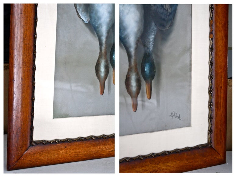 Pair of Arts & Crafts Movement Pastel Paintings of Fish and Game 2