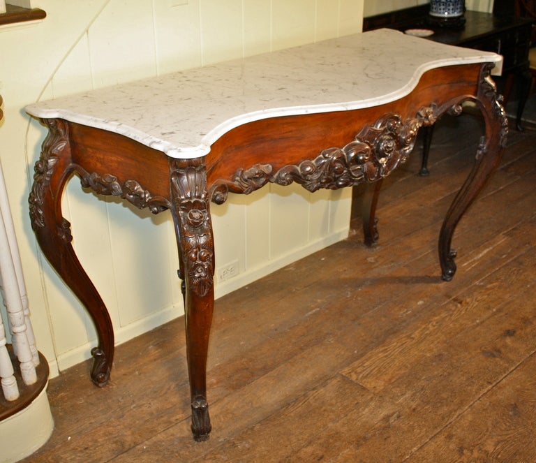 Rococo Revival Anglo-Indian Marble Topped Console For Sale