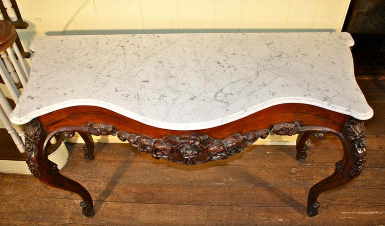 Hand-Carved Anglo-Indian Marble Topped Console For Sale