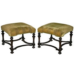 PAIR Oversized Square Baroque Revival Tabourets