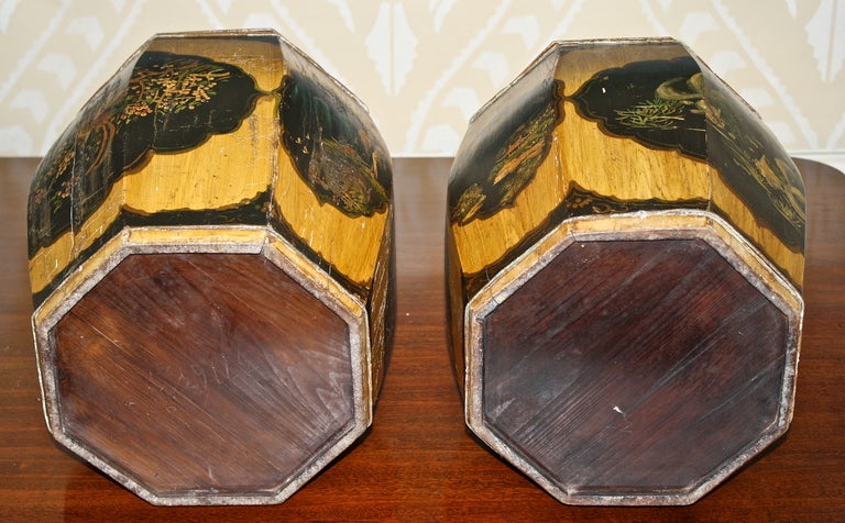 Pair Chinese Octagonal Wooden Tabourets 2