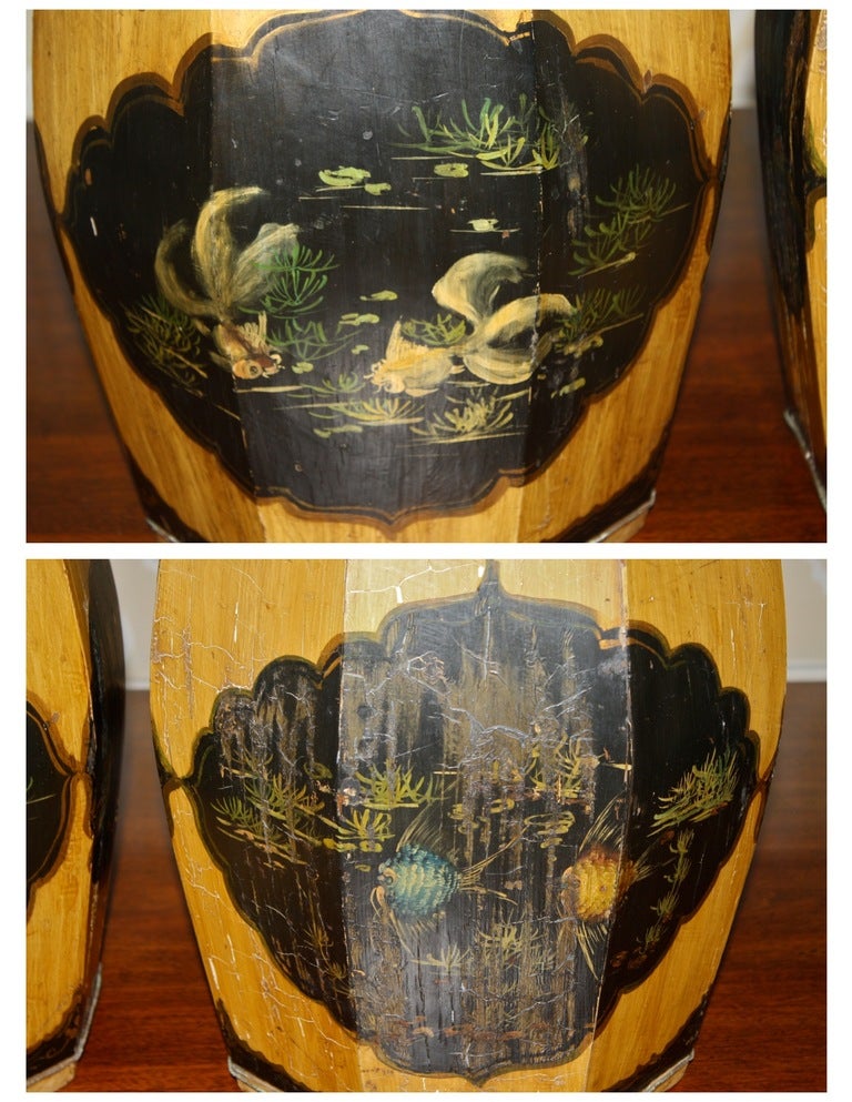 Pair Chinese Octagonal Wooden Tabourets 4