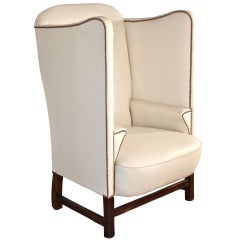 George II Leather Wingback Chair