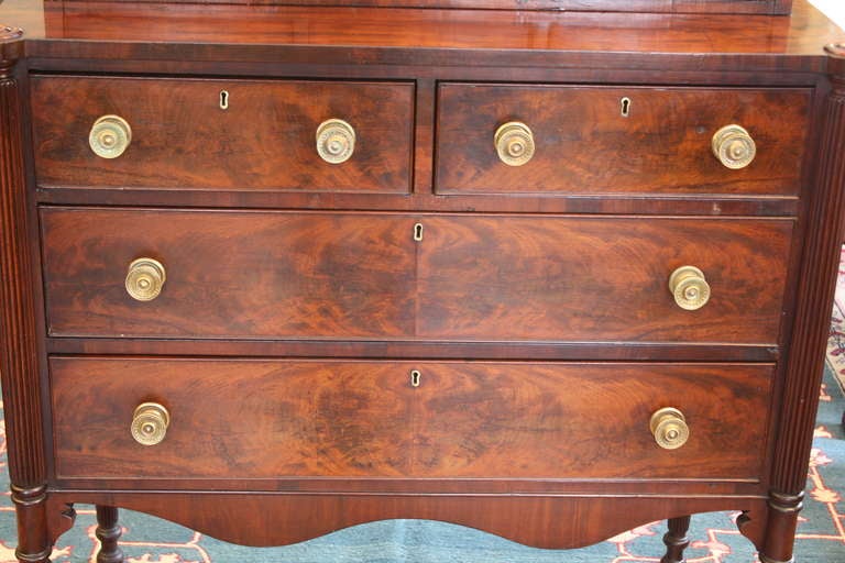 19th Century Salem Massachusetts Late Federal Period Stepback Chest of Drawers