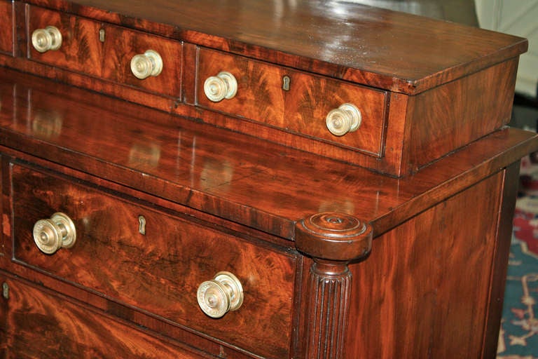 Brass Salem Massachusetts Late Federal Period Stepback Chest of Drawers