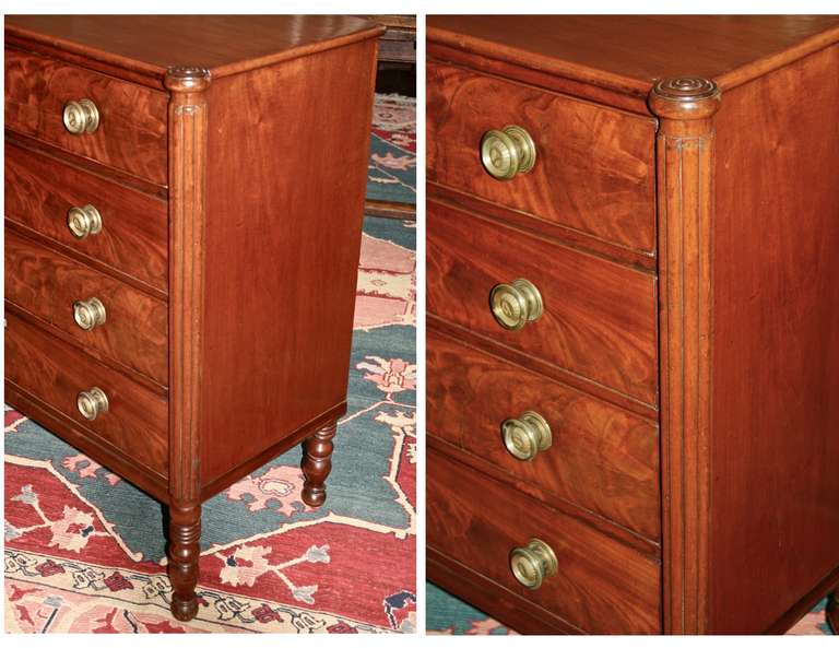 Brass Salem Massachusetts Late Federal Period Chest of Drawers