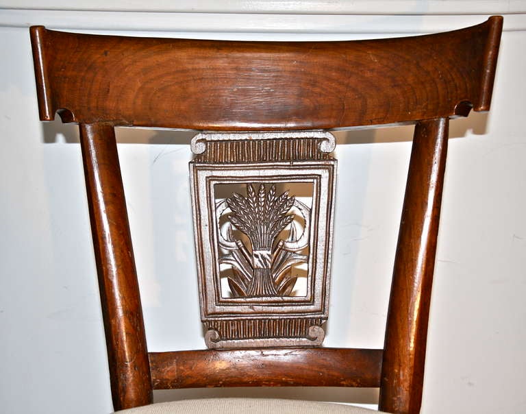 Fruitwood Italian Neoclassical Frumento Side Chair For Sale