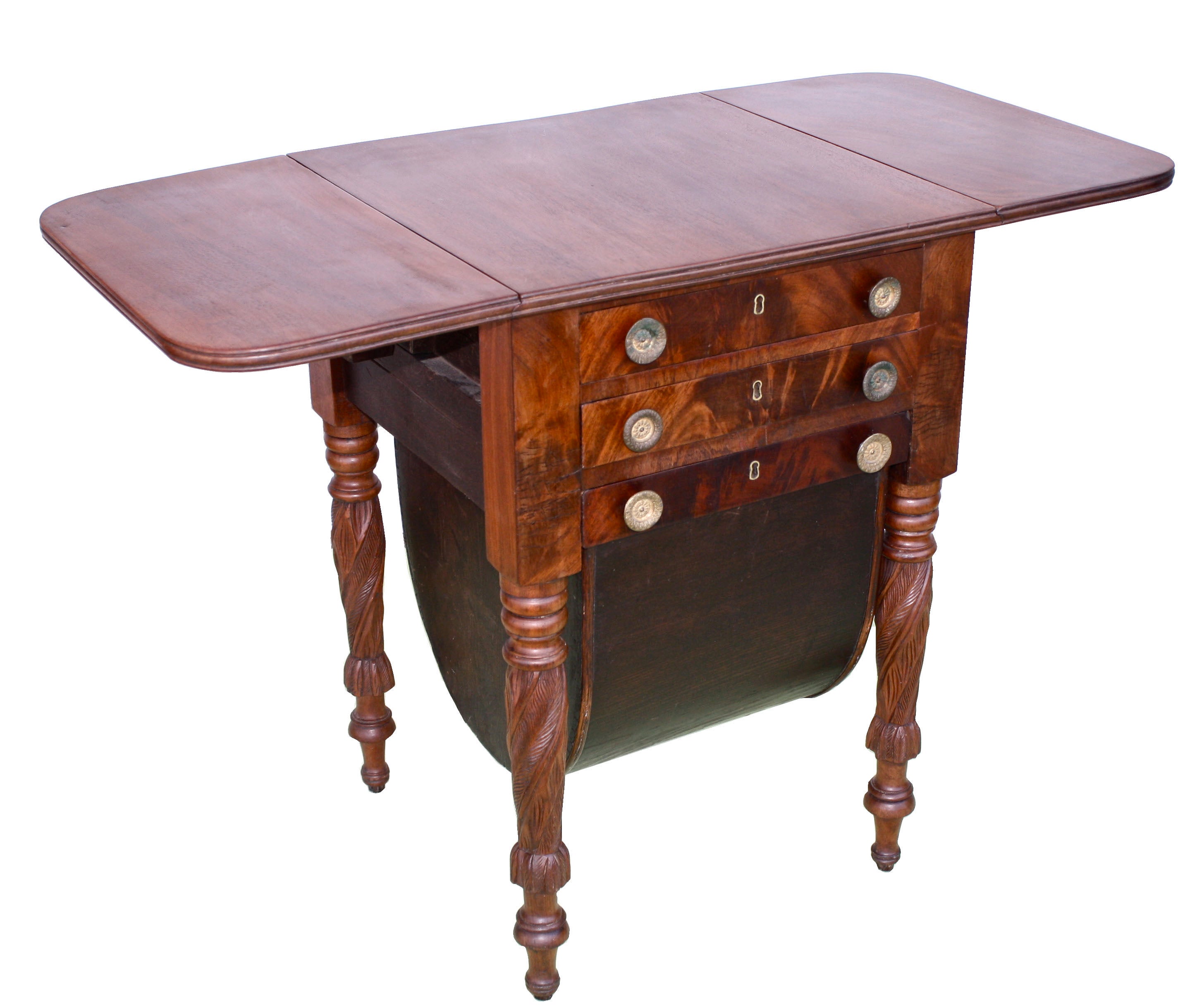 Boston Classical Drop-Leaf Sewing Table For Sale