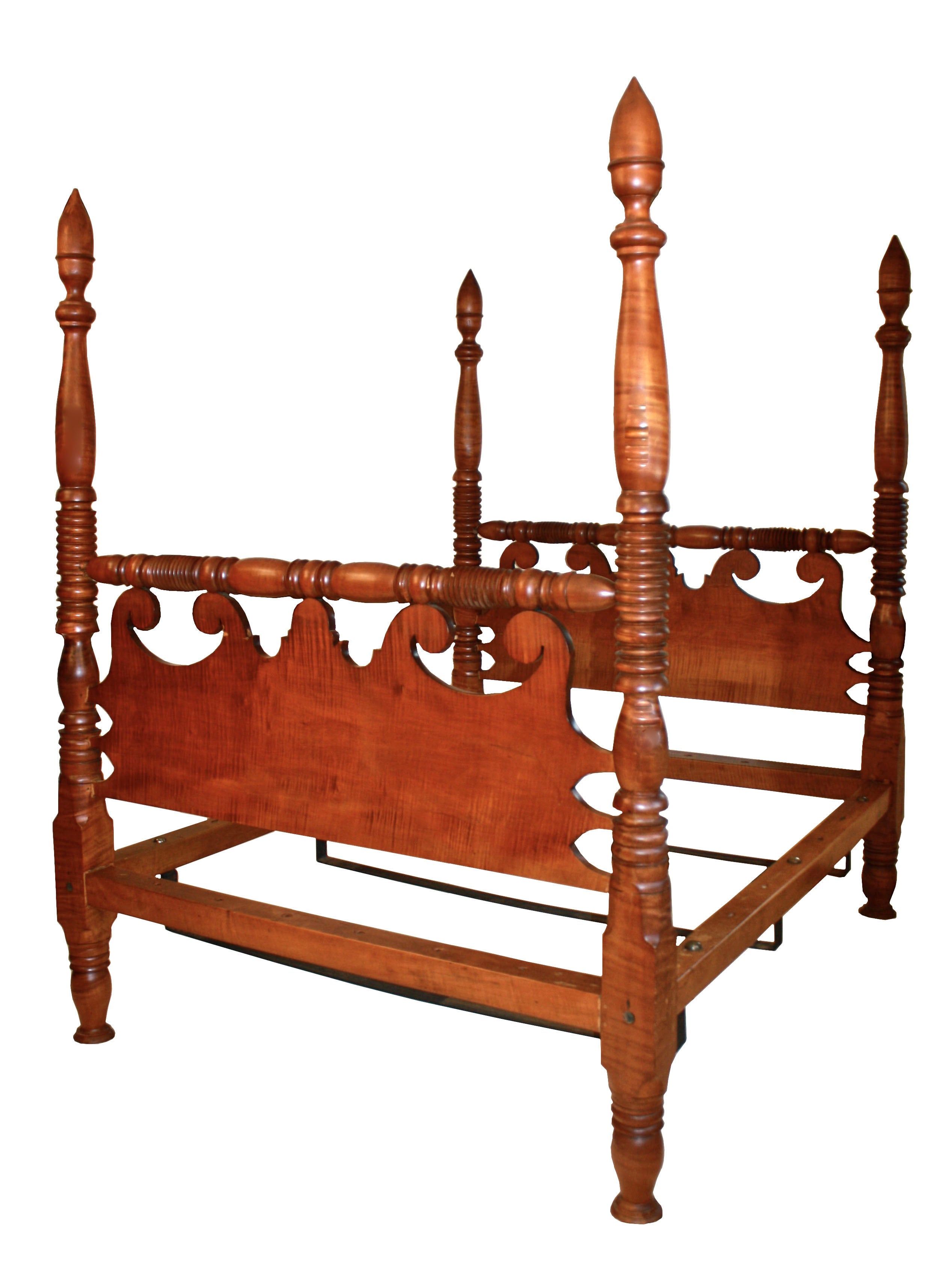 Sheraton Tiger Maple Four Poster Bed For Sale