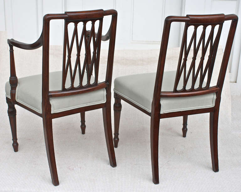 English Set of 8 Sheraton Dining Chairs
