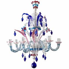Antique 19th Century Murano Glass 'Harlequin' Chandelier