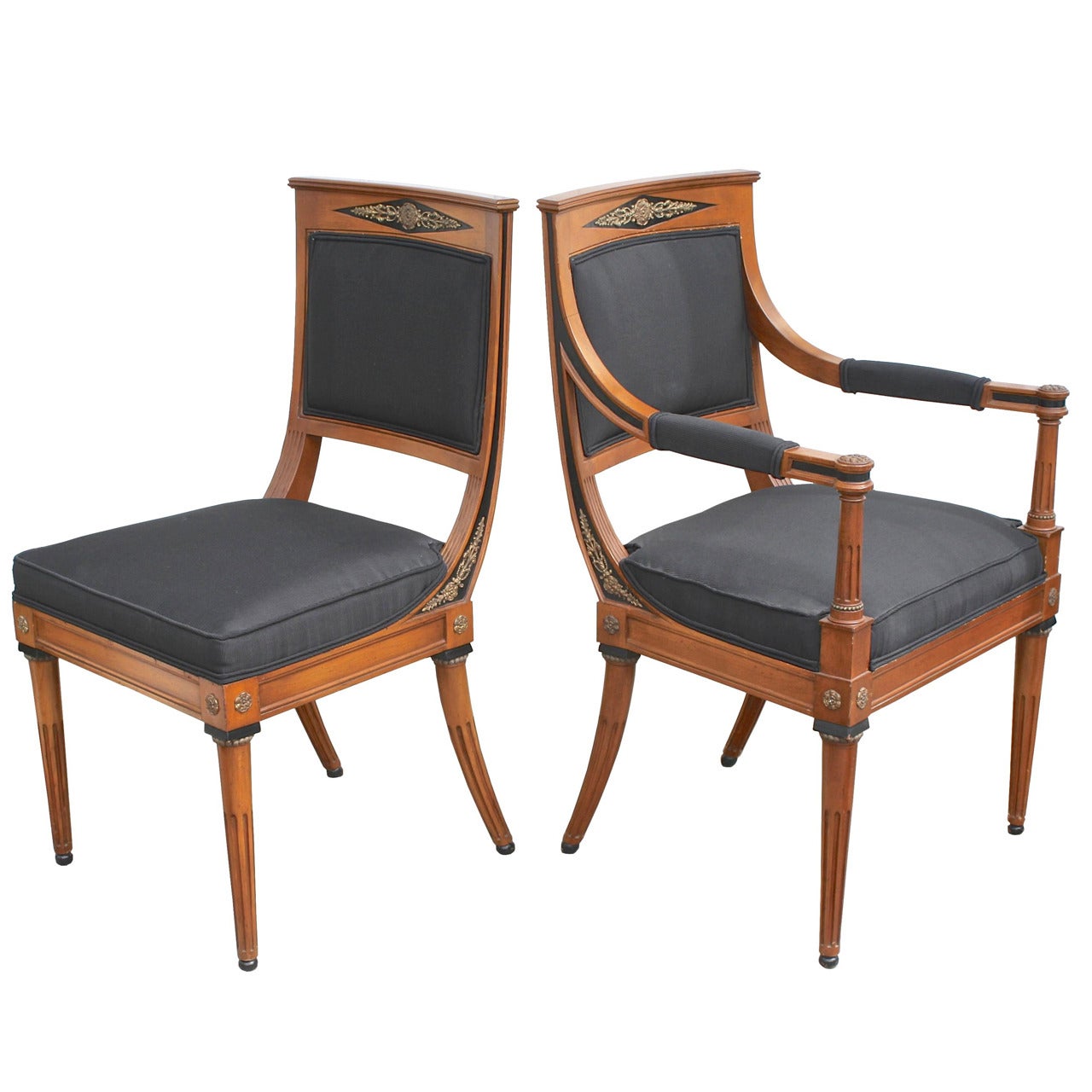 EIGHT French Consulat Style Dining Chairs